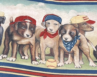 Baseball Dogs Wallpaper Border 5 Yards Puppies Sports Playroom Bedroom