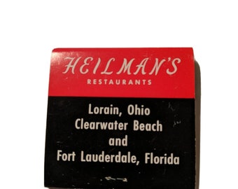 Vintage Matchbook Heilmans Restaurant Lorain Ohio Ft Lauderdale Florida Unstruck