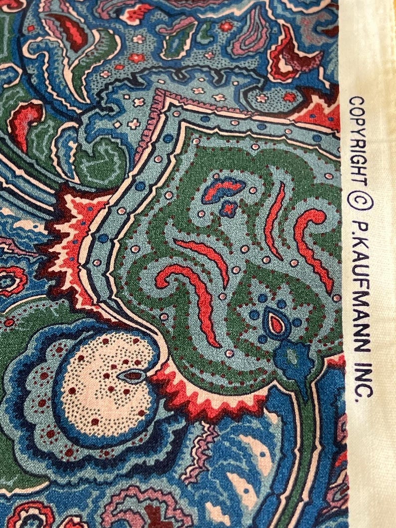 P Kaufmann Decorator Fabric Cotton Upholstery Roses Flourishes Chintz Vtg 90s image 9