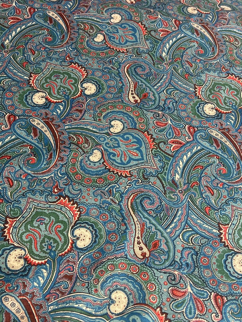 P Kaufmann Decorator Fabric Cotton Upholstery Roses Flourishes Chintz Vtg 90s image 5