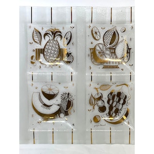 Georges Briard Platter Divided Fruit 15&quot; Square Gold Textured MCM Vtg Serving