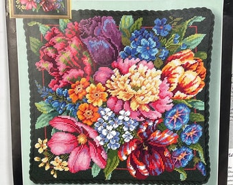 Dimensions Floral Splendor Needlepoint Kit Lush Colorful Tapestry Vintage