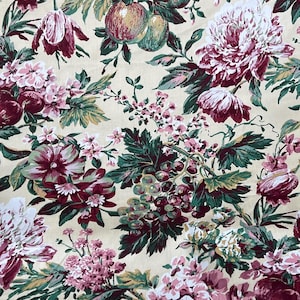 VTG 5th Allee Designs Polsterstoff Rosa Blumen Früchte Chintz Schüttgut