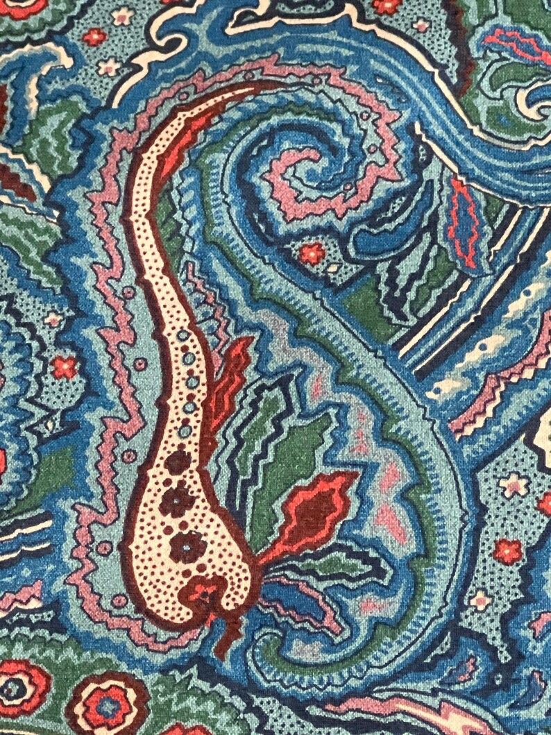 P Kaufmann Decorator Fabric Cotton Upholstery Roses Flourishes Chintz Vtg 90s image 2