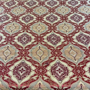 Vintage Tapestry Upholstery Fabric 82x 58&quot; Red Gold Renaissance Jacquard