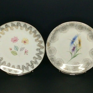 Winterling Bavaria Luncheon Dessert Plates 2 Mid Century Floral Gold Porcelain