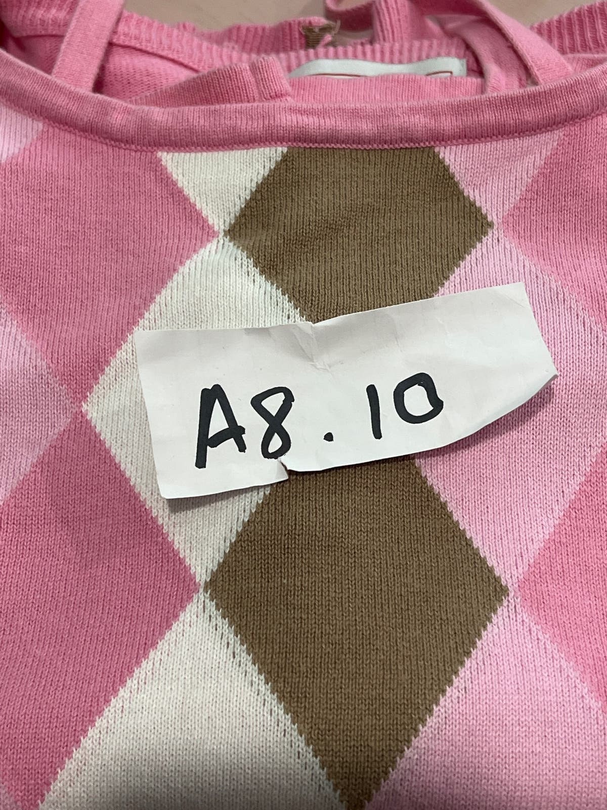 Vintage Twin Set Medium Pink Brown Argyle Tank Top Cardigan Vintage Twin Set Medium Pink Brown Argyle Tank Top Cardigan