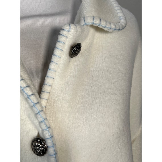 Fleece Shacket Medium Ivory Blue Farm Lambs Embro… - image 10