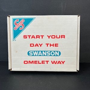 Pudełko kartonowe Vintage Swanson z uchwytem, reklama ekspozycyjna z lat 70.