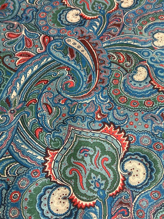 P Kaufmann Decorator Fabric Cotton Upholstery Roses Flourishes Chintz Vtg 90s