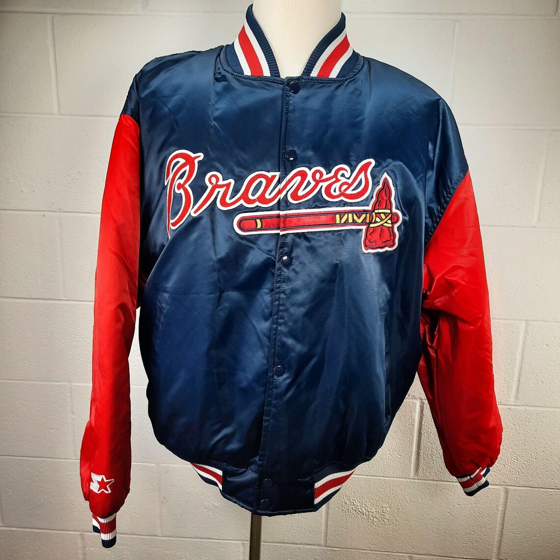 Vtg Atlanta Braves Starter Jacket Mens Large Authentic Diamond Etsy
