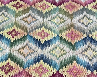 Vintage Brocade Upholstery Fabric Bargello Jacquard Zig Zag Geometric BTY