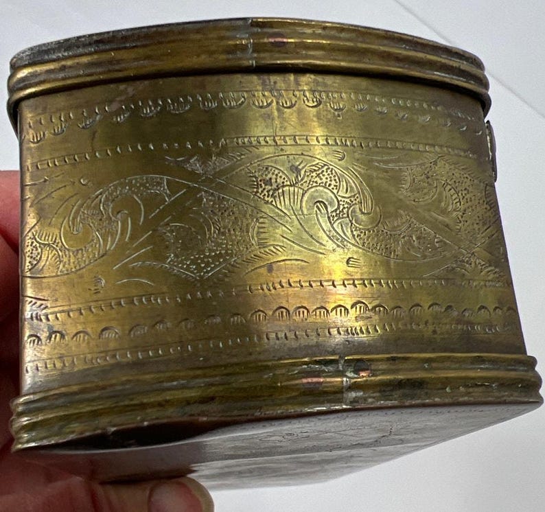 Betel Nut Box Brass Divided Hinged Lid Southeast Asia Intricate ...