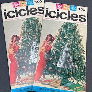 Vintage Christmas Tinsel Icicles 2 Packs Marathon Franke Silver 2000 Strands 70s
