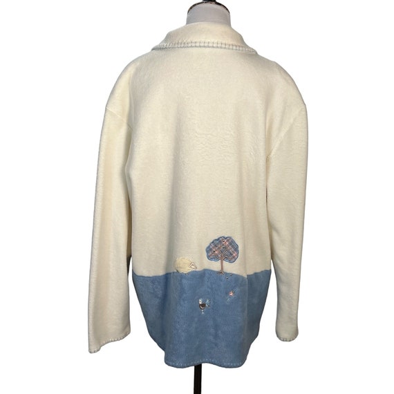 Fleece Shacket Medium Ivory Blue Farm Lambs Embro… - image 5