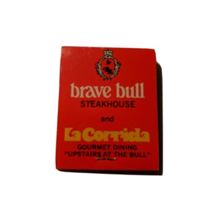 Vtg Matchbook Fort Lauderdale Florida Brave Bull Steakhouse & LaCorrida Unstruck