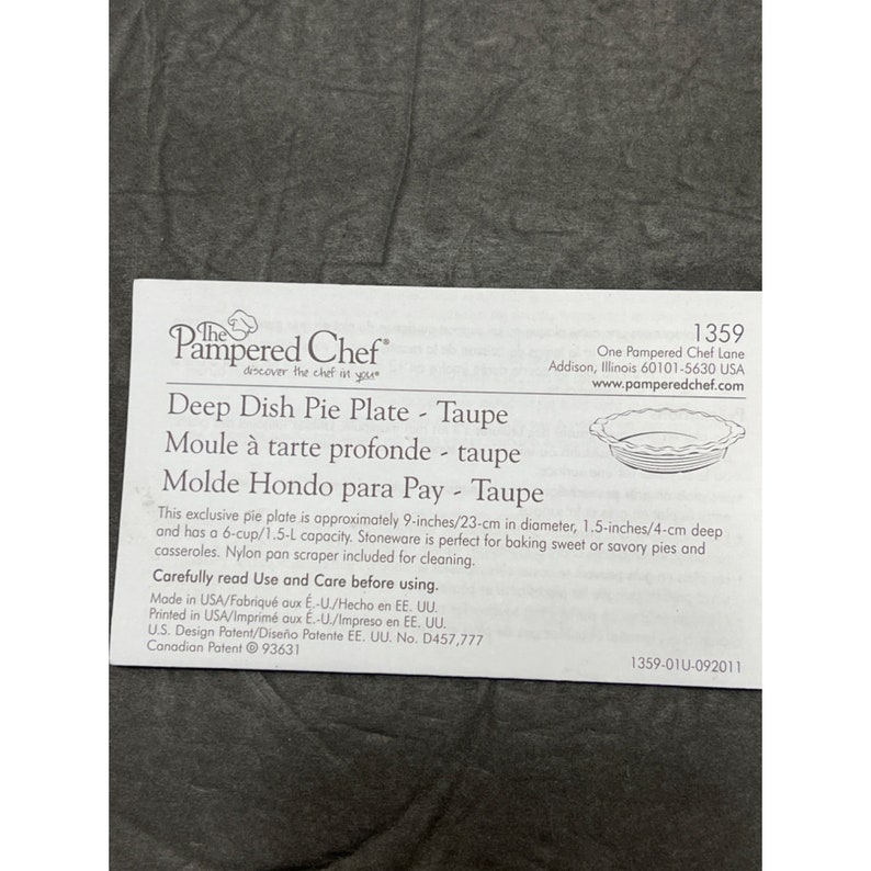 The Pampered Chef Deep Dish Pie Plate Taupe Stoneware 1359 Etsy