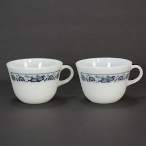 Vintage Pyrex Corning Coffee Mugs Cups Milk Glass Old Town Blue Onion Farmhouse