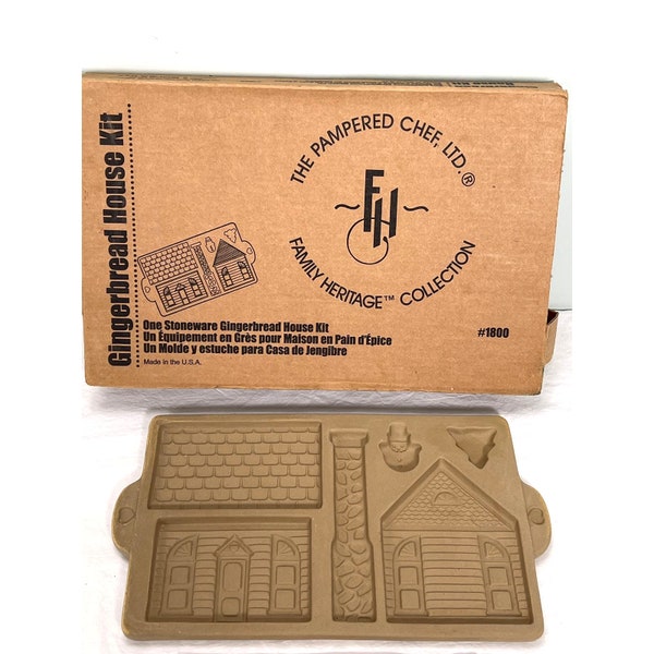 The Pampered Chef Gingerbread House Kit Family Heritage Stoneware Mold #1800 Vtg