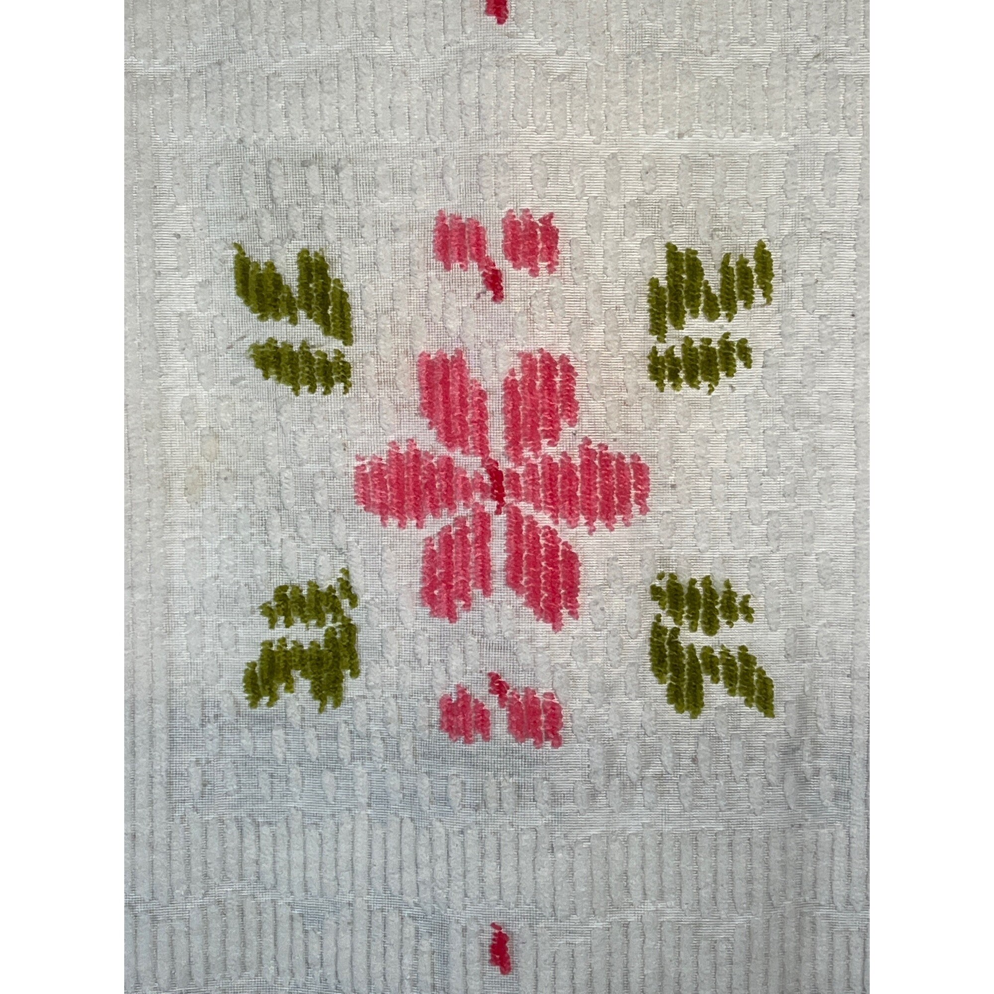 Chenille Bedspread Twin Vintage Pink Green Floral Fringe Light Etsy