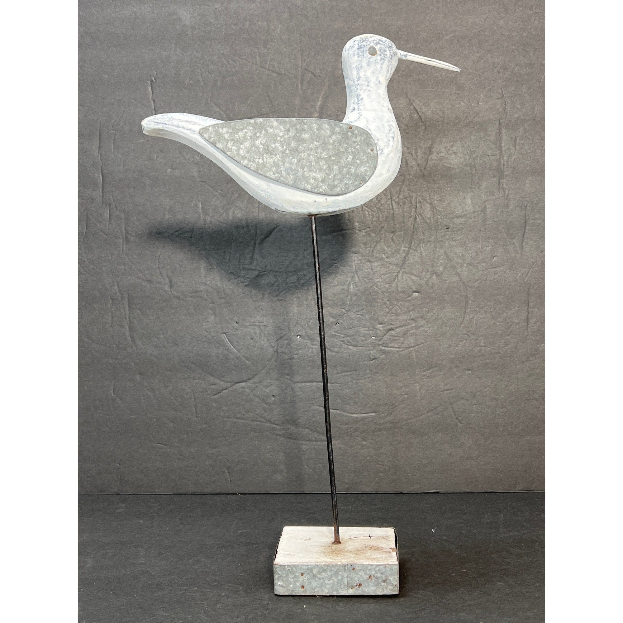 Hand Carved Shore Bird Wood Metal Wings Pedestal 16 Etsy