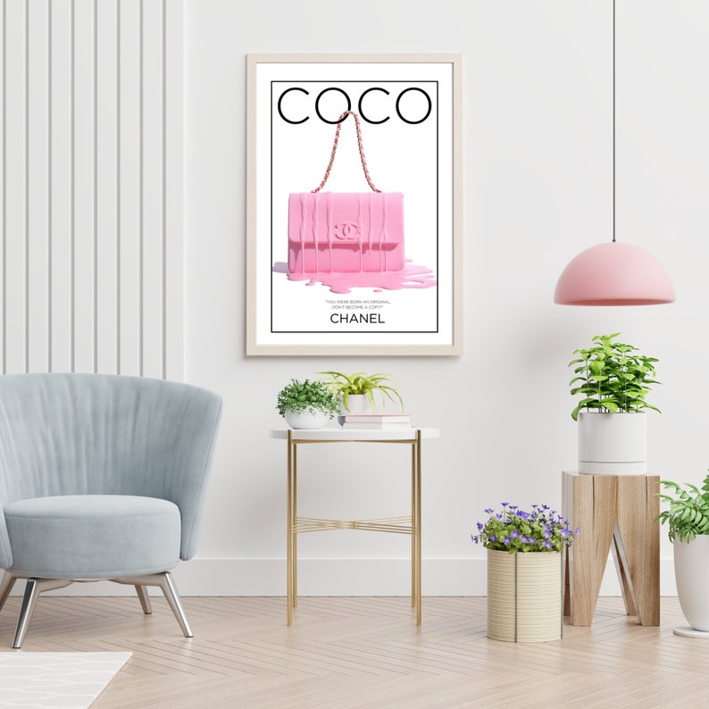 Coco Chanel Print Fashion Pink Logo Luxury Wall Art Printable - Etsy