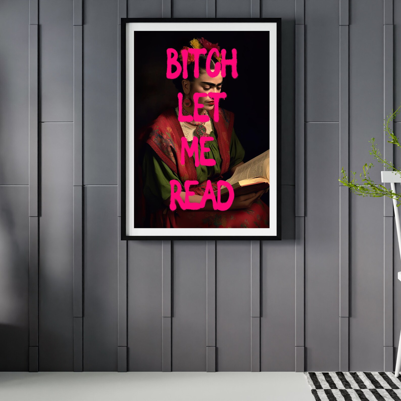 Bookworm Wall Art Frida Kahlo Wall Art Altered Print Let Me Read Quote ...