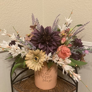 Floral Arrangement, Unusual Peach Vase, Colorful Flowers, Floral Variety,