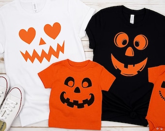 Jack O Lantern Pumpkin Shirt, Group Halloween Shirts, Matching Family Halloween Costume Party T-shirts, Pumpkin Face Tee, Bella and Canvas