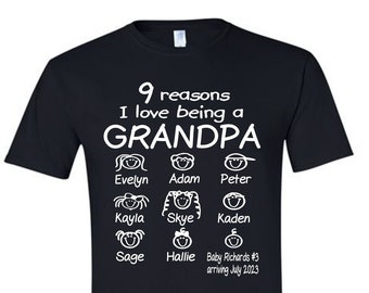 Custom Grandpa Shirt with Grandkids Names Grandpa 2022 Shirt New Grandpa Tshirt Grandparents Gift Custom Dad Shirt Stick Figures Shirt