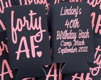 Enfriadores de latas personalizados para el 40.º cumpleaños: regalos de fiesta "Cuarenta AF"