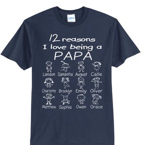 Custom Stick Figure Shirt with kids Names Papa 2025 Shirt New Grandpa Tshirt Grandparents Gift Custom Dad Shirt Stick Figures Shirt