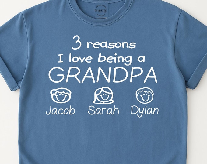 Custom Grandpa Shirt with Grandkids Names, Customized Father's Day Gift for Grandparent, Personalized Grandpa Shirt with Grandchildren Names