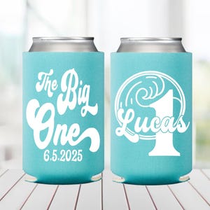 The Big One Can Cooler, Retro Wave Birthday Favors, First Birthday Cans, Wave Birthday, Surf 1st Birthday, Surfer Party Favor, Surfing First