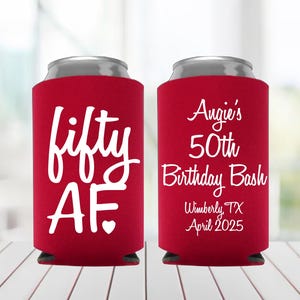 Porta lattine personalizzate per il 50° compleanno: bomboniere Fifty AF