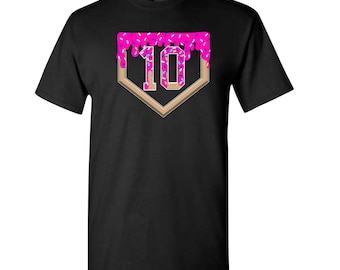 10th Birthday Baseball Shirt Baseball Drip Tshirt Baseball Birthday Shirt Number 10 Ice Cream Shirt Hot Pink Ice Cream Shirt 10