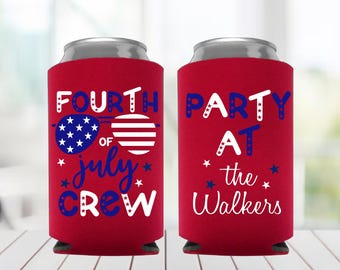 4th of July Decor Outdoor, Custom Can Cooler Personalized, Custom Party Favors for Adults, patriotic party decor, 4th of july party favors