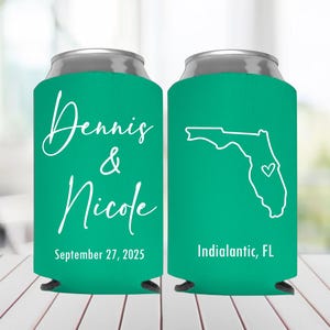 Wedding Party Gifts, Wedding Can Cooler, Wedding Favors, State Outline Cans, Beer Huggers, Wedding Favor, Custom Beer Holder