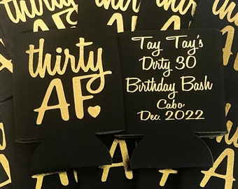 Dirty Thirty Birthday Can Coolers: Custom 30th Party Favors