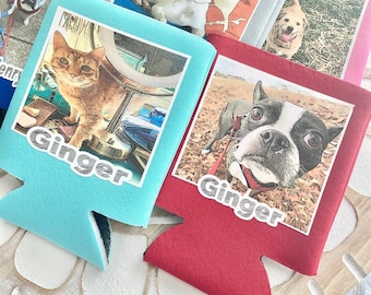 Custom Pet Photo Can Cooler: Personalized Dog Mom Gift