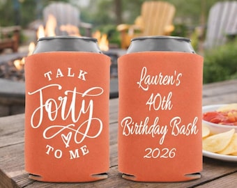 Talk Forty To Me Can Cooler, Custom 40th Birthday Party Favor