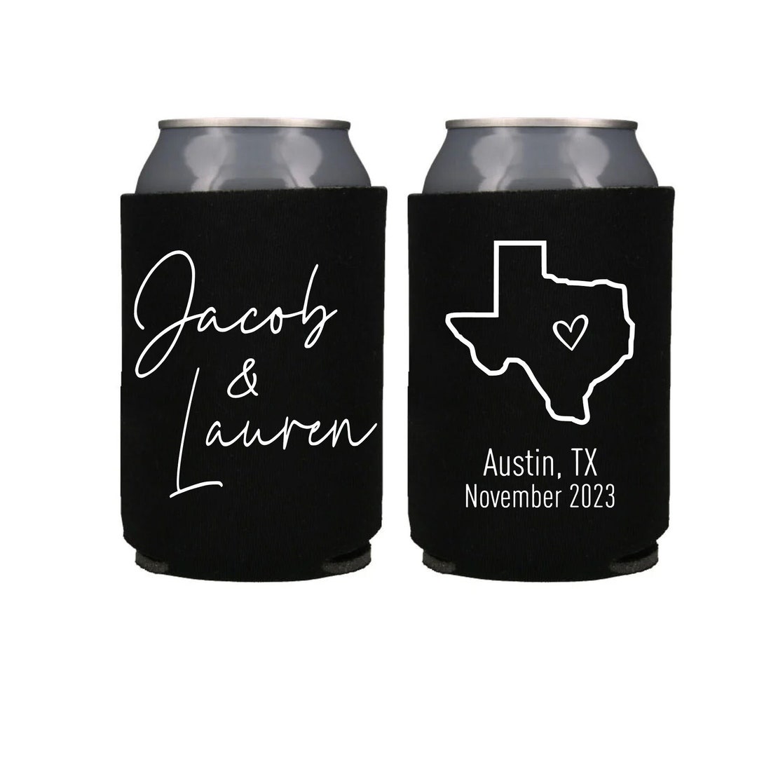 Wedding Party Gifts, Wedding Can Cooler, Wedding Favors, State Outline