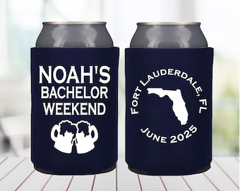 Bachelor Party Koozies, Florida Bachelor Weekend Favors, Custom Groom Can Coolers, Personalized Boys Trip, Summer 2026 Party Gifts