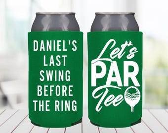 Personalized Slim Can Cooler: Golfing Bachelor Party Favor