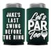 Lets Partee Can Coolers Personalized Bachelor Party Favor Golfing Bachelor Party Favor Bachelor Party Favor Bachelor Party Can Cooler 