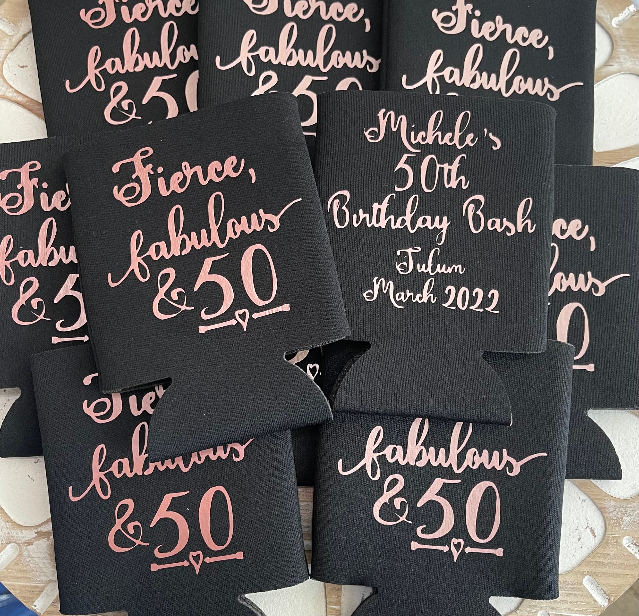 50e Anniversaire Can Coolers 50 Et Fabulous Cheers To 50 Years Etsy France