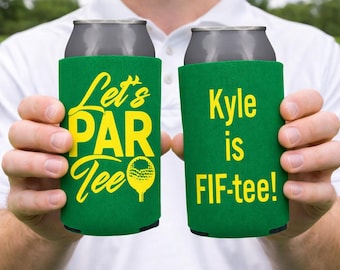 Personalized Golf Birthday Can Cooler | 'Let's Par Tee' 50th Favor