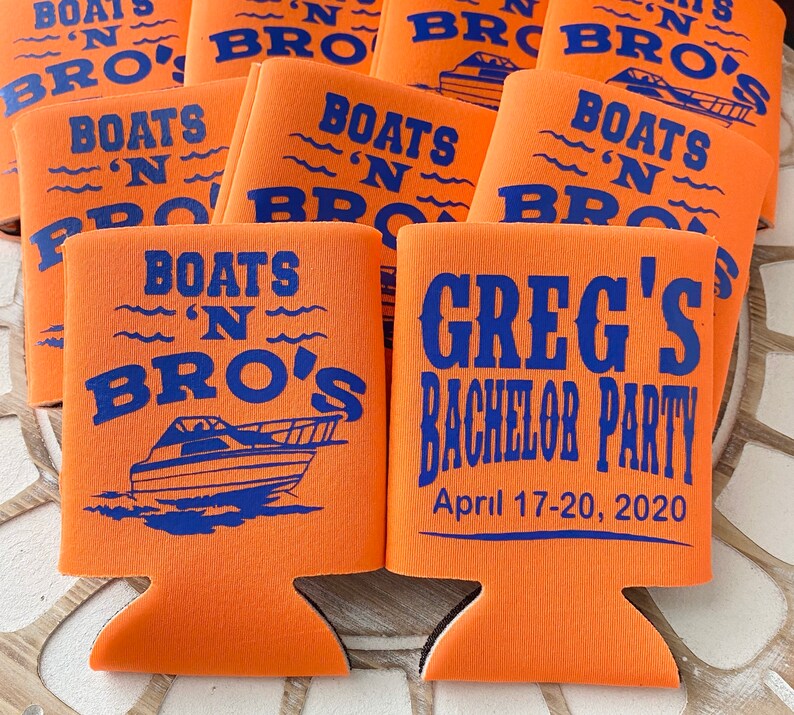 Boats N Bros Can Cooler Personalized Bachelor Party Favor Etsy