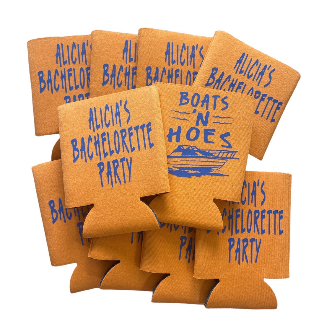 Boats N Hoes Can Cooler Personalized Bachelorette Party Favor Nautical