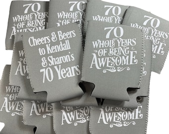 70th Birthday Can Coolers: Personalized Party Favors
